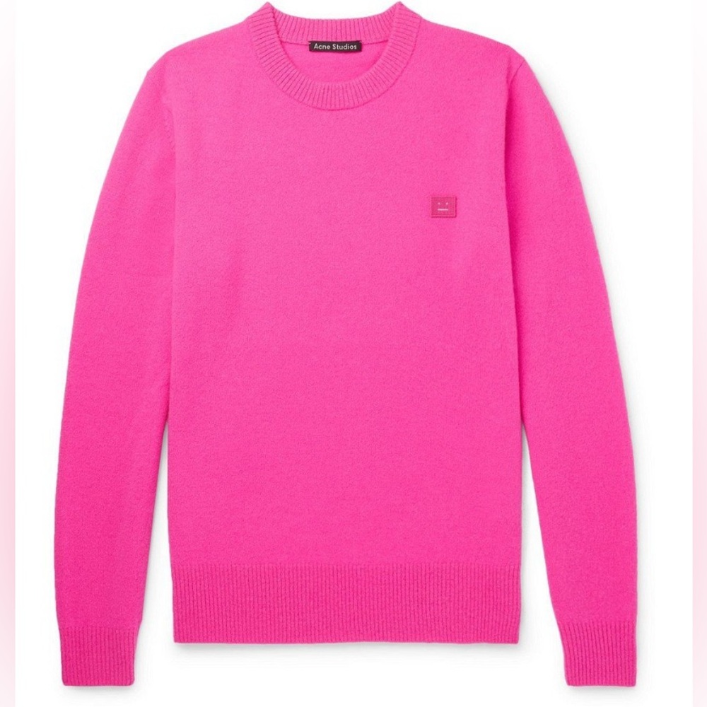 Acne Studios - Nalon Face Appliquéd Wool Sweater - Pink